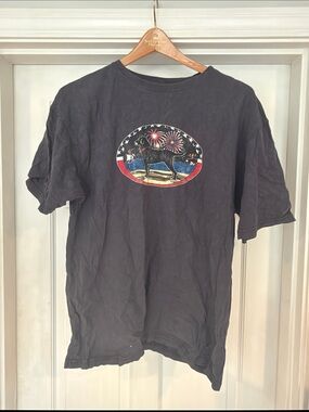 The Black Dog Black Short-Sleeve Tee with Patriotic dog Graphic